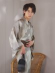 画像6: 【即日発送！】【メンズ浴衣】グレージュモザイク柄浴衣【浴衣・帯・下駄セット】OBI-MS-002-wk-4-WR [YMT] (6)