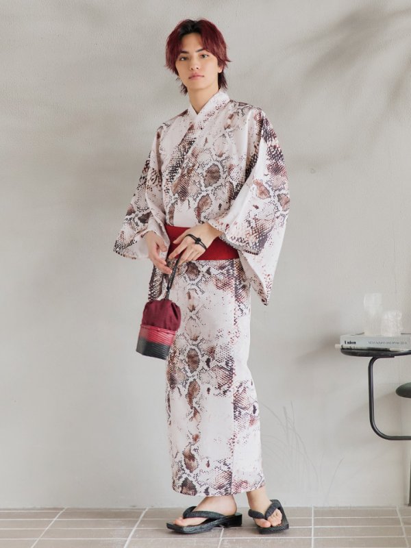 画像5: 【即日発送！】【メンズ浴衣】パイソン柄浴衣【浴衣３点セット 浴衣/帯/下駄】[YMT] (5)