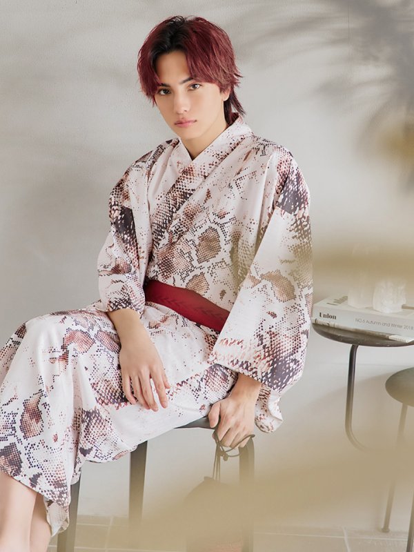 画像8: 【即日発送！】【メンズ浴衣】パイソン柄浴衣【浴衣３点セット 浴衣/帯/下駄】[YMT] (8)