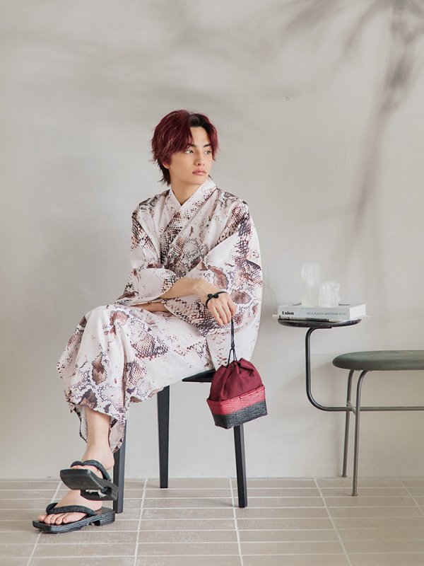 画像10: 【即日発送！】【メンズ浴衣】パイソン柄浴衣【浴衣３点セット 浴衣/帯/下駄】[YMT] (10)