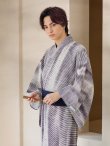 画像2: 【即日発送！】【メンズ浴衣】シンプルアート浴衣【浴衣・帯・下駄セット】 OBI-MS-002-wk-1-BL [YMT] (2)