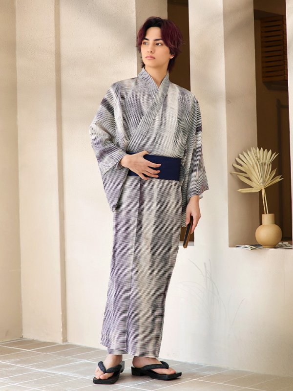 画像3: 【即日発送！】【メンズ浴衣】シンプルアート浴衣【浴衣３点セット 浴衣/帯/下駄】[YMT] (3)