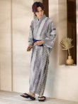 画像7: 【即日発送！】【メンズ浴衣】シンプルアート浴衣【浴衣・帯・下駄セット】 OBI-MS-002-wk-1-BL [YMT] (7)