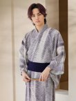 画像8: 【即日発送！】【メンズ浴衣】シンプルアート浴衣【浴衣・帯・下駄セット】 OBI-MS-002-wk-1-BL [YMT] (8)