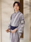 画像9: 【即日発送！】【メンズ浴衣】シンプルアート浴衣【浴衣・帯・下駄セット】 OBI-MS-002-wk-1-BL [YMT] (9)