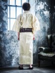 画像6: 【メンズ浴衣】ベージュ麻の葉柄【浴衣３点セット 浴衣/帯/下駄】（OBI-MS-005-wk-5-WR）[YMT] (6)