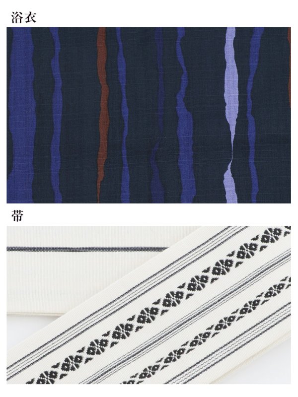 画像8: 【即日発送】【メンズ浴衣】ストライプ柄浴衣【浴衣３点セット 浴衣/帯/下駄】[YMT] (8)