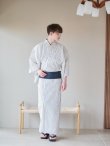 画像8: 【即日発送】【メンズ浴衣】白地にトリコロールカラーのストライプ紳士浴衣【浴衣・帯・下駄セット】（OBI-MS-001-ok-1-NV）[YMT] (8)