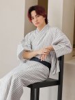 画像14: 【即日発送】【メンズ浴衣】白地にトリコロールカラーのストライプ紳士浴衣【浴衣・帯・下駄セット】 OBI-MS-001-ok-1-NV [YMT] (14)