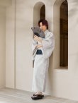 画像18: 【即日発送】【メンズ浴衣】白地にトリコロールカラーのストライプ紳士浴衣【浴衣・帯・下駄セット】 OBI-MS-001-ok-1-NV [YMT] (18)