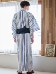 画像5: 【即日発送】【メンズ浴衣】白地にスタイリッシュなストライプ紳士浴衣【浴衣・帯・下駄セット】（OBI-MS-001-ok-1-NV）[YMT] (5)