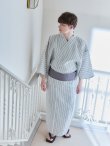 画像7: 【即日発送】【メンズ浴衣】清涼感あふれるしじら織ストライプ紳士浴衣【浴衣・帯・下駄セット】（OBI-MS-001-ok-3-GY）[YMT] (7)
