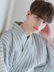 画像8: 【即日発送】【メンズ浴衣】清涼感あふれるしじら織ストライプ紳士浴衣【浴衣・帯・下駄セット】（OBI-MS-001-ok-3-GY）[YMT] (8)