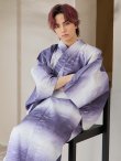 画像11: 【即日発送】【メンズ浴衣】濃淡紫地にボーダーデザインの紳士浴衣【浴衣・帯・下駄セット】 OBI-MS-001-ok-6-W [YMT] (11)
