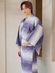 画像14: 【即日発送】【メンズ浴衣】濃淡紫地にボーダーデザインの紳士浴衣【浴衣・帯・下駄セット】 OBI-MS-001-ok-6-W [YMT] (14)