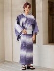 画像4: 【即日発送】【メンズ浴衣】濃淡紫地にボーダーデザインの紳士浴衣【浴衣・帯・下駄セット】 OBI-MS-001-ok-6-W [YMT] (4)