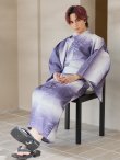 画像5: 【即日発送】【メンズ浴衣】濃淡紫地にボーダーデザインの紳士浴衣【浴衣・帯・下駄セット】 OBI-MS-001-ok-6-W [YMT] (5)