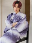 画像9: 【即日発送】【メンズ浴衣】濃淡紫地にボーダーデザインの紳士浴衣【浴衣・帯・下駄セット】 OBI-MS-001-ok-6-W [YMT] (9)