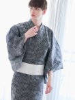 画像3: 【即日発送】【メンズ浴衣】黒地に迷彩柄ストライプ紳士浴衣【浴衣・帯・下駄セット】（OBI-MS-001-ok-5-W）[YMT] (3)
