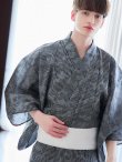 画像7: 【即日発送】【メンズ浴衣】黒地に迷彩柄ストライプ紳士浴衣【浴衣・帯・下駄セット】（OBI-MS-001-ok-5-W）[YMT] (7)