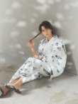 画像7: 【即日発送！】【メンズ浴衣】大理石×モノトーンフェザー浴衣【浴衣・帯・下駄セット】OBI-MS-001-ok-1-NV [YMT] (7)