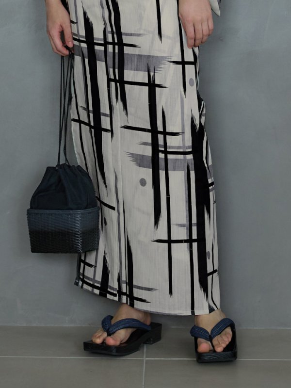 画像14: 【即日発送】【メンズ浴衣】ストライプ地モダン浴衣【浴衣３点セット 浴衣/帯/下駄】[YMT] (14)