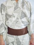画像12: 【即日発送】カーキグリーン幾何学的模様浴衣 OBI-MS-002-wk-4-WR / / / / GETA-MS-32-ok-1-B/ [/YMT] (12)