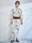 画像4: 【即日発送】カーキグリーン幾何学的模様浴衣 OBI-MS-002-wk-4-WR / / / / GETA-MS-32-ok-1-B/ [/YMT] (4)