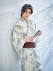 画像8: 【即日発送】カーキグリーン幾何学的模様浴衣 OBI-MS-002-wk-4-WR / / / / GETA-MS-32-ok-1-B/ [/YMT] (8)