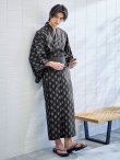 画像11: 【予約 / 5月中旬発送予定】ブラック矢羽線画紳士浴衣【浴衣３点セット 浴衣/帯/下駄】 OBI-MS-002-wk-2-BxGY / GETA-MS-32-ok-2-GY / [yog/YMT] (11)