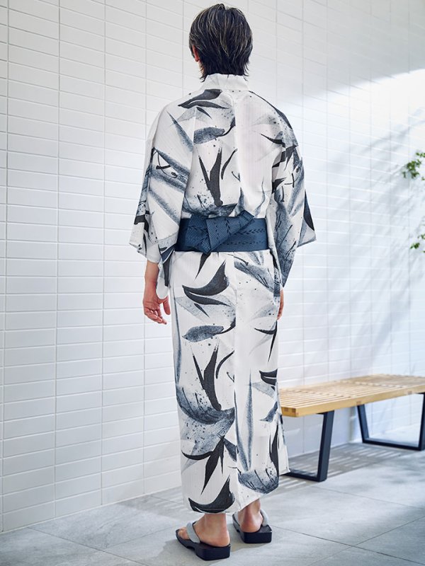 画像11: 【即日発送】水墨デザイン紳士浴衣【浴衣３点セット 浴衣/帯/下駄】[YMT] (11)