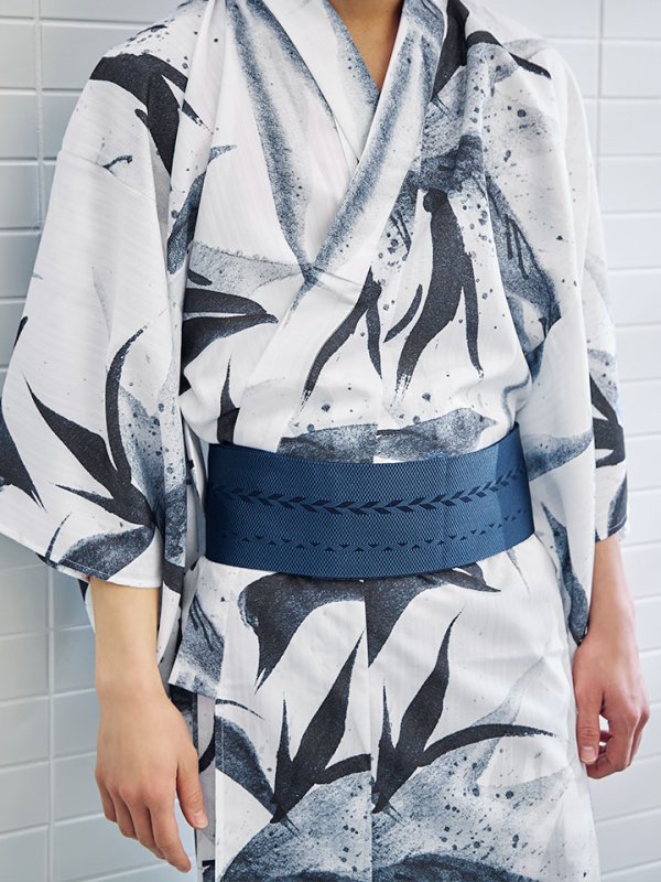 画像12: 【即日発送】水墨デザイン紳士浴衣【浴衣３点セット 浴衣/帯/下駄】[YMT] (12)