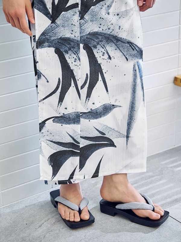 画像13: 【即日発送】水墨デザイン紳士浴衣【浴衣３点セット 浴衣/帯/下駄】[YMT] (13)