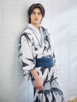 画像9: 【予約 / 5月中旬発送予定】水墨デザイン紳士浴衣 OBI-MS-003-wk-2-NV / SEI-GETA-MS-32-ok-1-B [yog/YMT] (9)