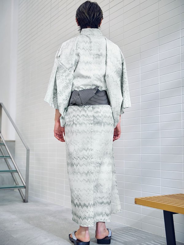 画像12: 【即日発送】グレイッシュニュアンス紳士浴衣 【浴衣３点セット 浴衣/帯/下駄】[YMT] (12)