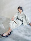 画像2: 【予約 / 5月中旬発送予定】グレイッシュニュアンス紳士浴衣 OBI-MS-004-wk-1-B / SEI-GETA-MS-32-ok-1-B [yog/YMT] (2)