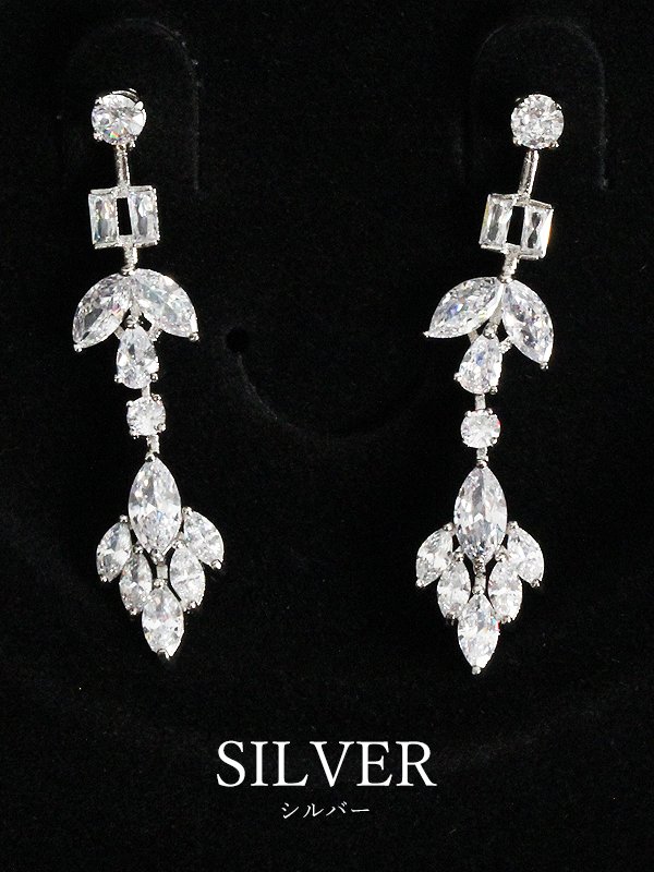 画像3: 【アクセサリー：セット】【ANGEL R/エンジェルアール】ラインフラワーストーンネックレス＆ピアスセット[OF02] (3)