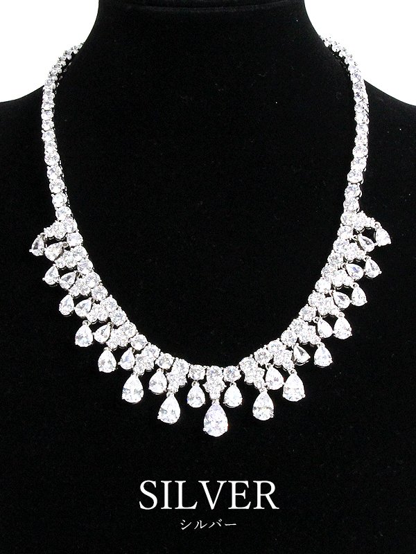 画像2: 【アクセサリー：セット】【ANGEL R/エンジェルアール】ラインビッグストーンネックレス＆ピアスセット[OF02] (2)