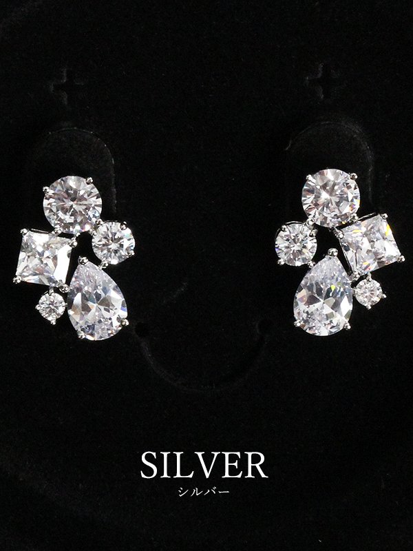 画像3: 【アクセサリー：セット】【ANGEL R/エンジェルアール】ラインビッグストーンネックレス＆ピアスセット[OF02] (3)