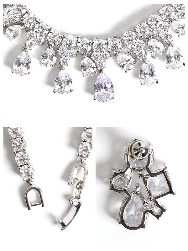 画像4: 【アクセサリー：セット】【ANGEL R/エンジェルアール】ラインビッグストーンネックレス＆ピアスセット[OF02] (4)