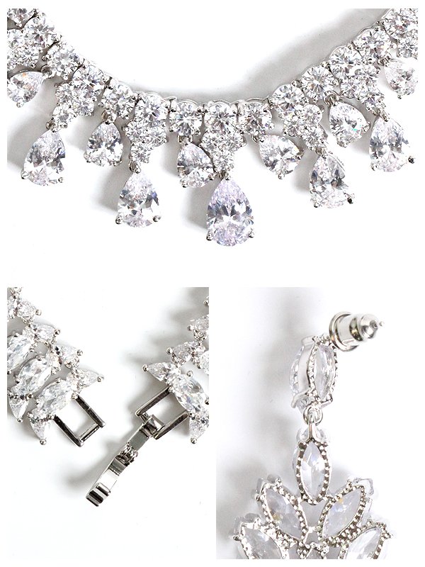 画像4: 【アクセサリー：セット】【ANGEL R/エンジェルアール】ドロップストーンネックレス＆ピアスセット[OF02] (4)