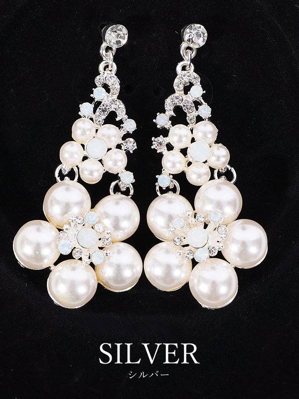 画像3: 【アクセサリー：セット】【ANGEL R/エンジェルアール】フラワービッグパールビジューネックレス＆ピアスセット[OF02] (3)