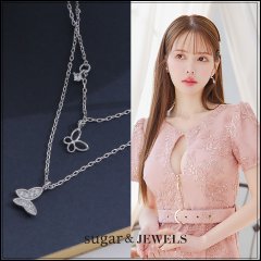 2連バタフライシルバーネックレス
