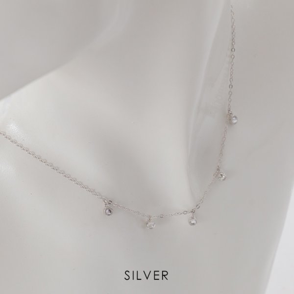 画像2: 【アクセサリー：ネックレス】5連ビジューシルバーネックレス【1カラー】[OF02] (2)