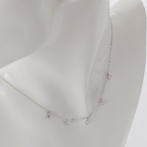 画像5: 【アクセサリー：ネックレス】5連ビジューシルバーネックレス【1カラー】[OF02] (5)