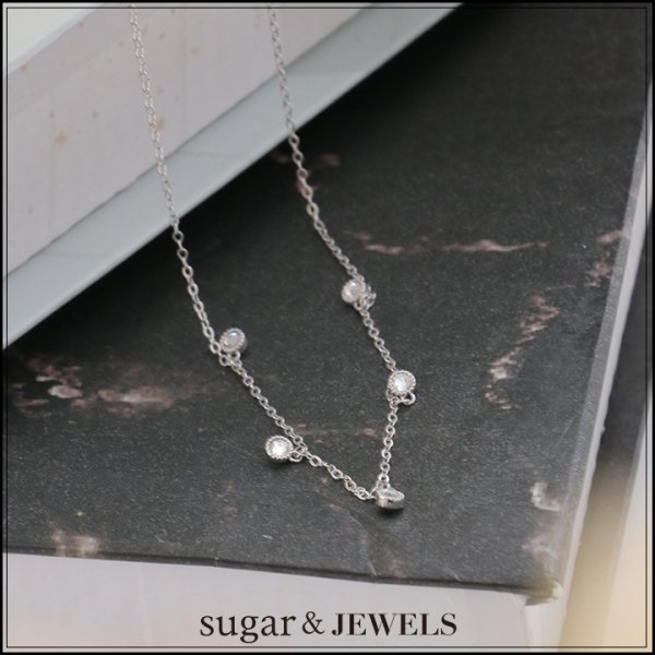 画像1: 【アクセサリー：ネックレス】5連ビジューシルバーネックレス【1カラー】[OF02] (1)