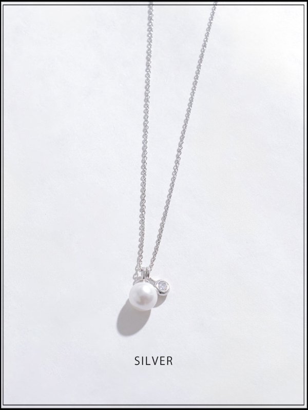 画像2: 【アクセサリー：ネックレス】ワンパールビジューネックレス【YN】【1カラー】[OF02]  (2)