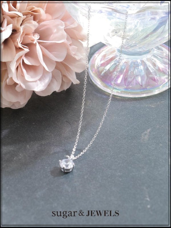 画像2: 【ネックレス】クリスタルストーンシルバーネックレス【1カラー】[OF02] (2)