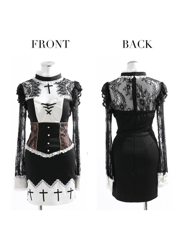 画像13: 【即日発送】桜咲乃愛ちゃんコラボ ゴシックシスターコスプレセット【sugar nineハロウィン5点セット】【4サイズ/1カラー】【HC03】 (13)