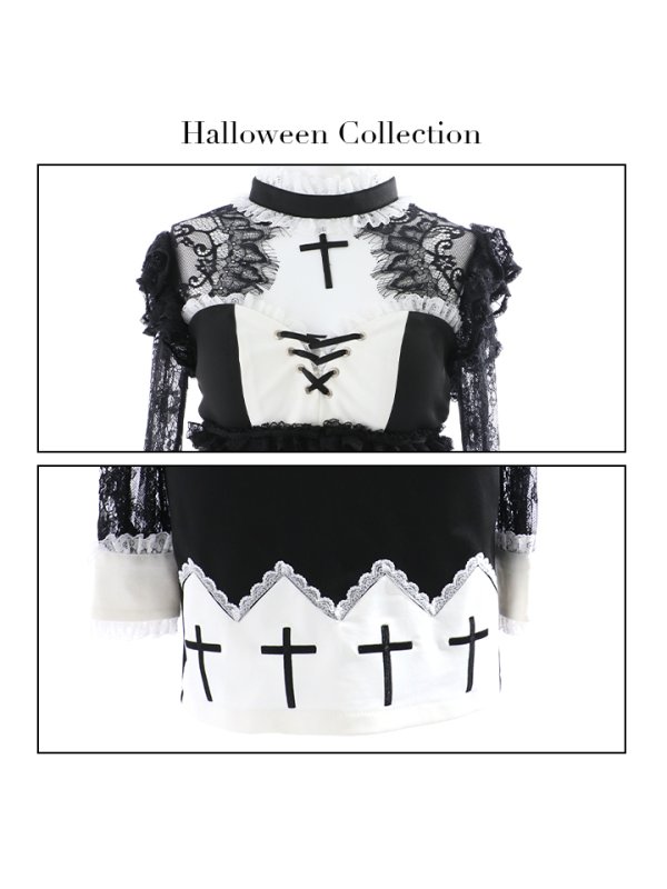 画像14: 【即日発送】桜咲乃愛ちゃんコラボ ゴシックシスターコスプレセット【sugar nineハロウィン5点セット】【4サイズ/1カラー】【HC03】 (14)